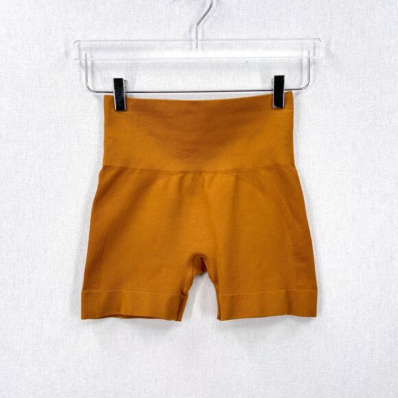 SET ACTIVE Sculptfelx Power Shorts Womens Small Gold Mustard Seamless Stretch - Picture 3 of 12